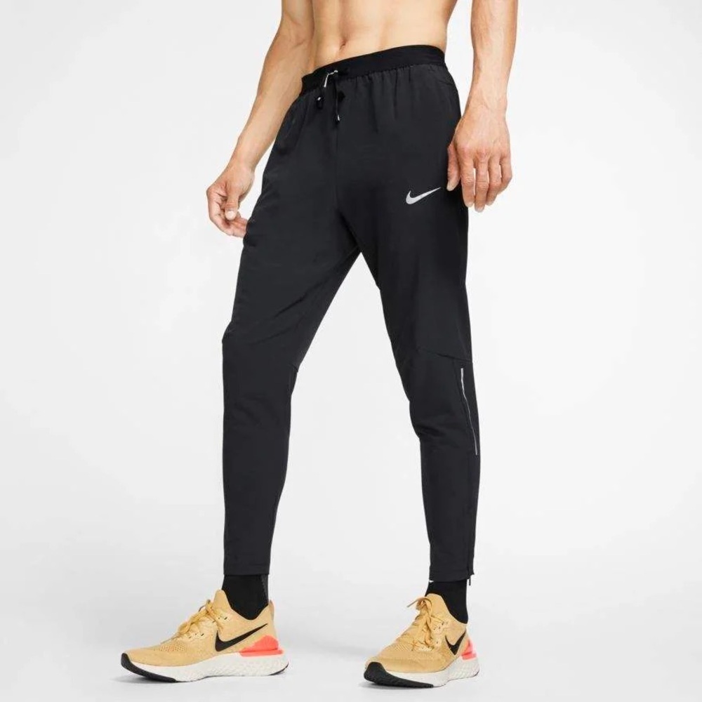 Nike Black Dri-FIT Tapered Running Pants Ankle Zips - Small